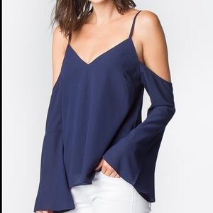 SugarLips Cold Shoulder Bell Sleeve Top